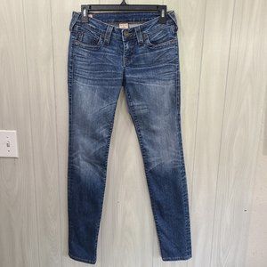 True Religion Stella BIG T Stretch Stitched Denim Jeans Womens 27 Made In USA